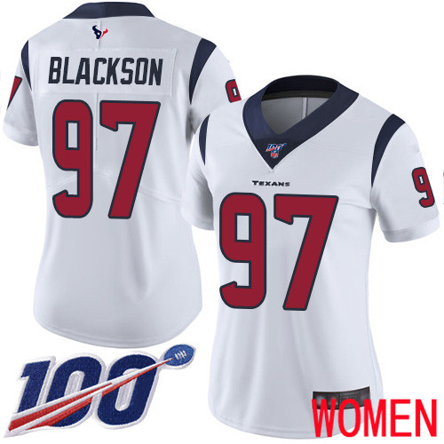 Houston Texans Limited White Women Angelo Blackson Road Jersey NFL Football #97 100th Season Vapor Untouchable